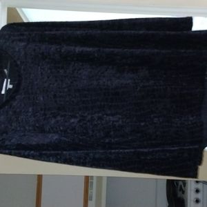 Calvin Klein Black Women's Kammie Asymmetrical Velvet Knit Top Medium